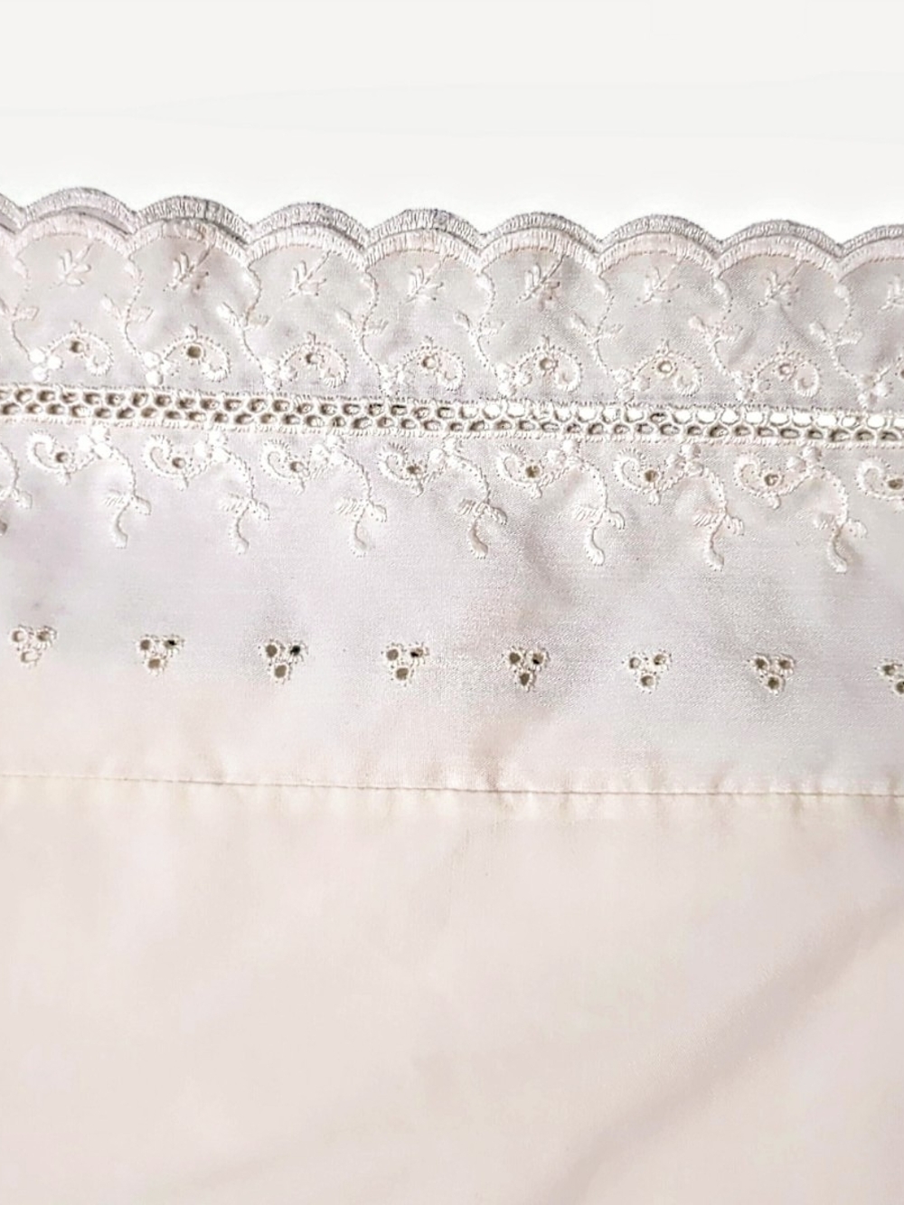 Vintage Utica JP Stevens Ivory Full Flat Sheet Eyelet Lace Trim Cottagecore USA